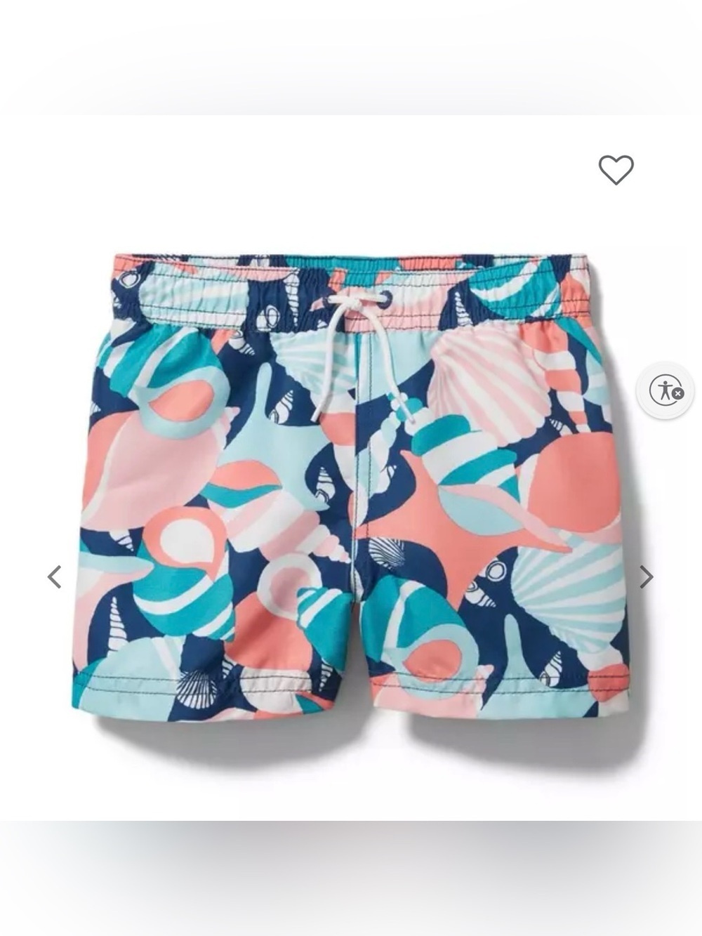 Janie and Jack Girls' Seashell Swim Trunks - Coral, Teal & Navy